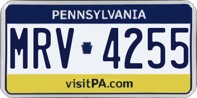 PA license plate MRV4255