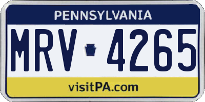PA license plate MRV4265