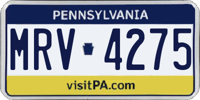 PA license plate MRV4275