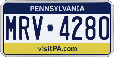 PA license plate MRV4280