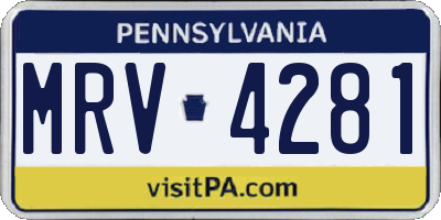 PA license plate MRV4281