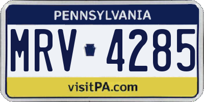PA license plate MRV4285