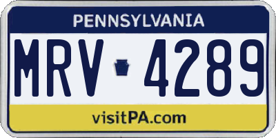 PA license plate MRV4289