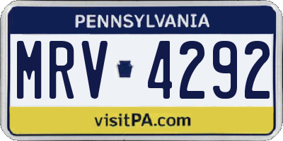 PA license plate MRV4292