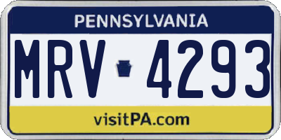 PA license plate MRV4293