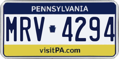 PA license plate MRV4294