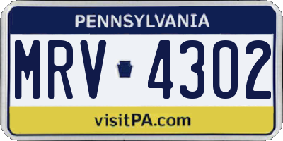 PA license plate MRV4302