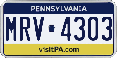 PA license plate MRV4303