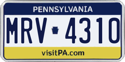 PA license plate MRV4310