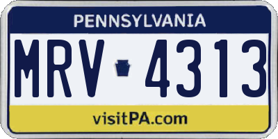 PA license plate MRV4313