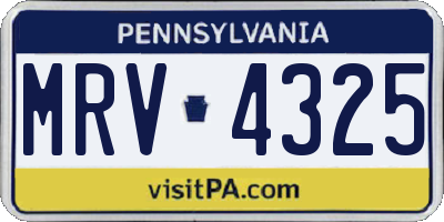 PA license plate MRV4325