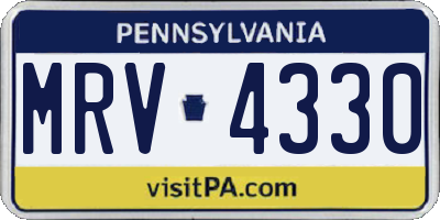 PA license plate MRV4330