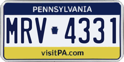 PA license plate MRV4331