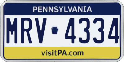 PA license plate MRV4334
