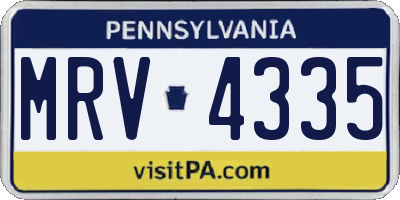 PA license plate MRV4335