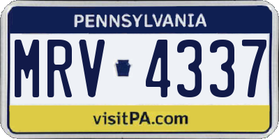 PA license plate MRV4337