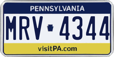 PA license plate MRV4344