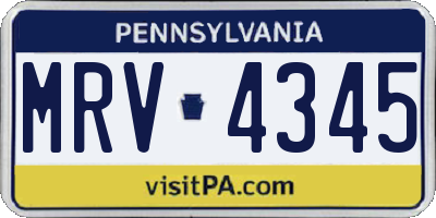 PA license plate MRV4345