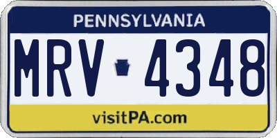 PA license plate MRV4348