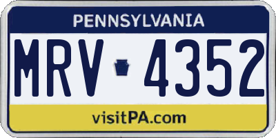 PA license plate MRV4352