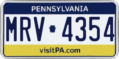 PA license plate MRV4354