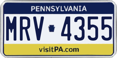 PA license plate MRV4355