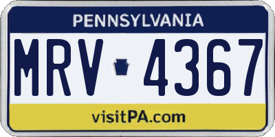 PA license plate MRV4367