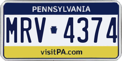 PA license plate MRV4374