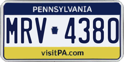 PA license plate MRV4380