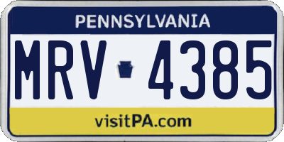 PA license plate MRV4385