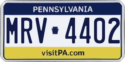 PA license plate MRV4402