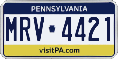 PA license plate MRV4421