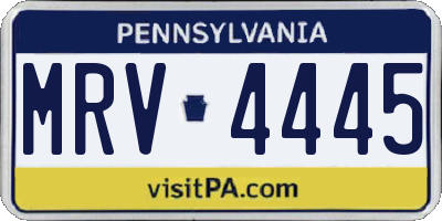 PA license plate MRV4445