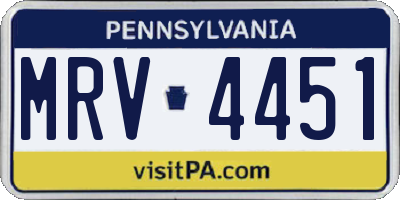 PA license plate MRV4451