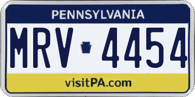 PA license plate MRV4454