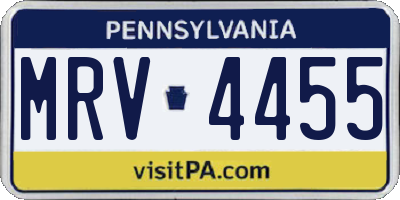 PA license plate MRV4455