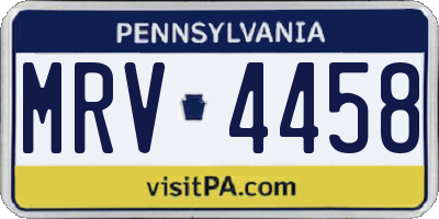 PA license plate MRV4458