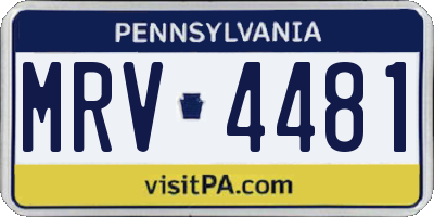 PA license plate MRV4481