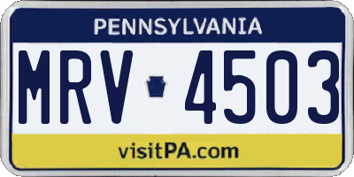 PA license plate MRV4503