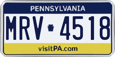 PA license plate MRV4518