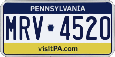 PA license plate MRV4520