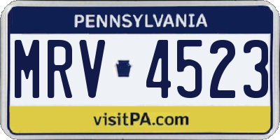 PA license plate MRV4523