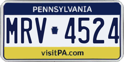 PA license plate MRV4524