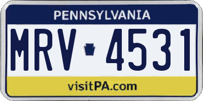PA license plate MRV4531