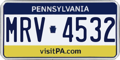 PA license plate MRV4532