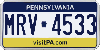 PA license plate MRV4533