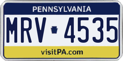PA license plate MRV4535