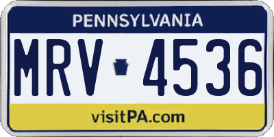 PA license plate MRV4536
