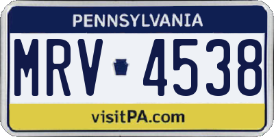 PA license plate MRV4538