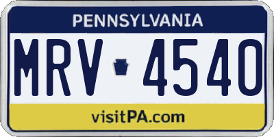 PA license plate MRV4540